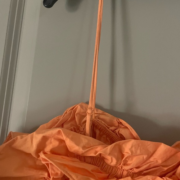 Orange Maxi Dress with Ruffle Top - Picture 4 of 5